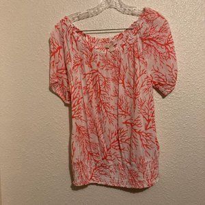 Michael Kors women's size XL white and coral off the shoulder blouse